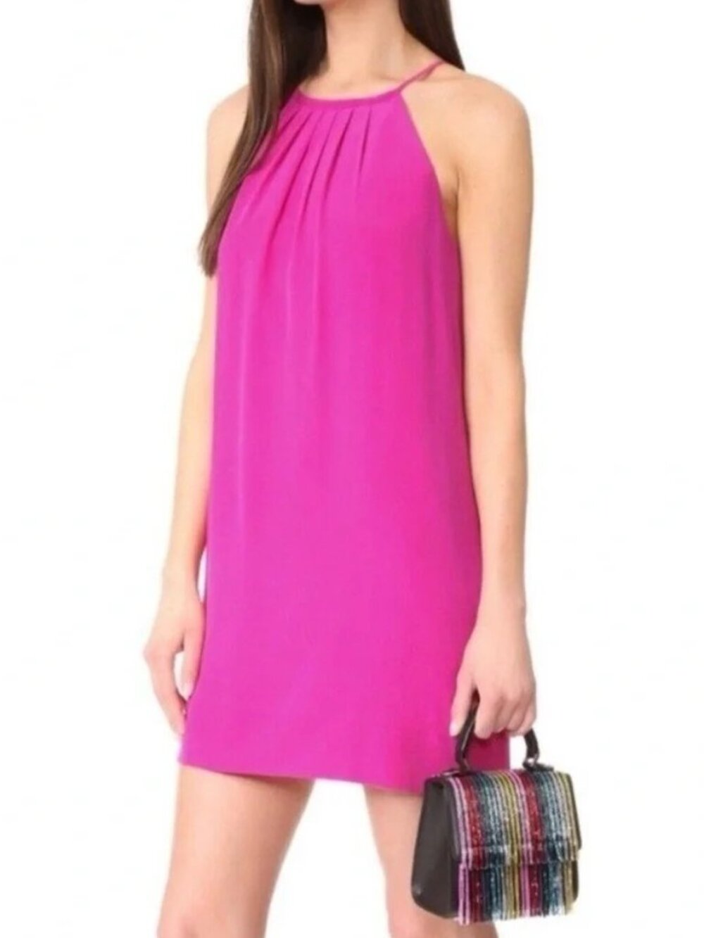 JOIE womens DRESS hot pink SILK spaghetti strap BARBIE formal HOMECOMING SIZE M